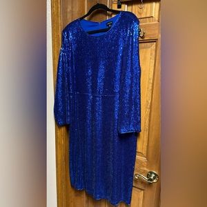 Dark Blue Sequin, Long Sleeve Torrid Dress, Size 22